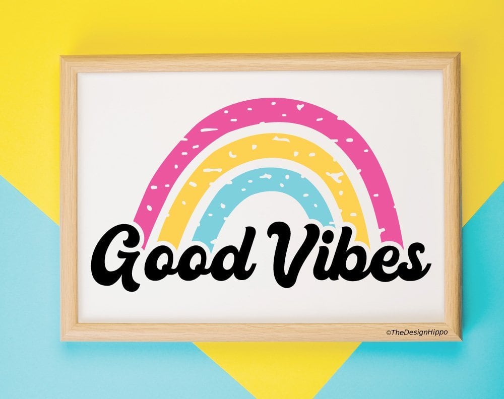 Free Good Vibes Rainbow SVG Cut File For Cricut and Silhouette